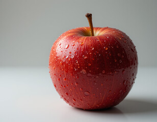 Fresh Red Apple with Waterdrops Isolated on White Background &ndash; High-Quality Fruit Image.