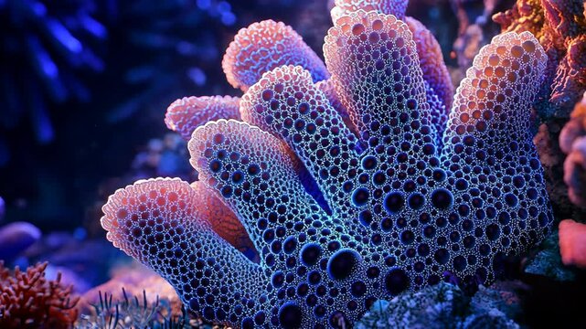 Vibrant coral reef showcasing intricate coral formations and marine life in shallow tropical waters