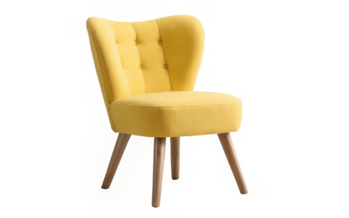 Modern armchair bright yellow upholstery chair has curved a mustard side