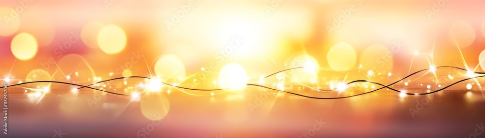 Poster Golden Lights Bokeh Background  Abstract Shiny Design