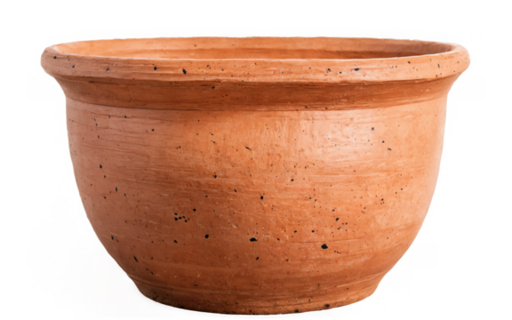 Terracotta pot round has smooth surface It clay isolated