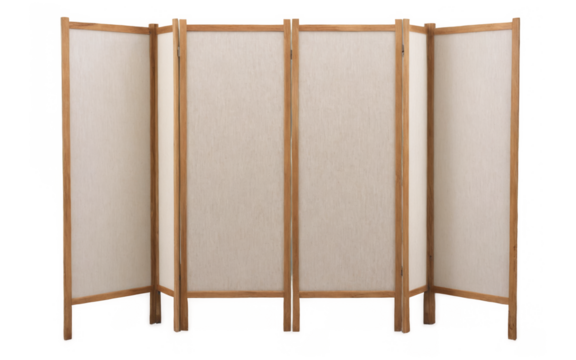 Wooden room divider screen four panels are folding