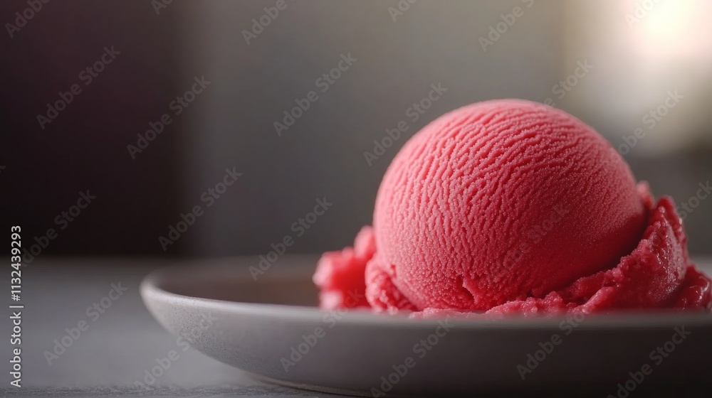 Aufkleber a close-up of a single scoop of raspberry gelato showcases rich texture and vibrant color on a ceram
