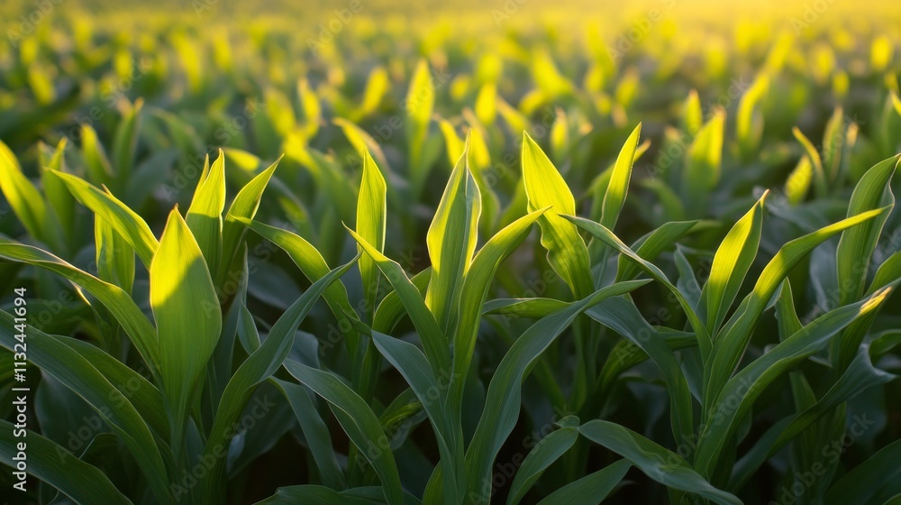 Poster sunlit leaves glow in vibrant green hues while soft shadows enhance their texture, creating a fresh 