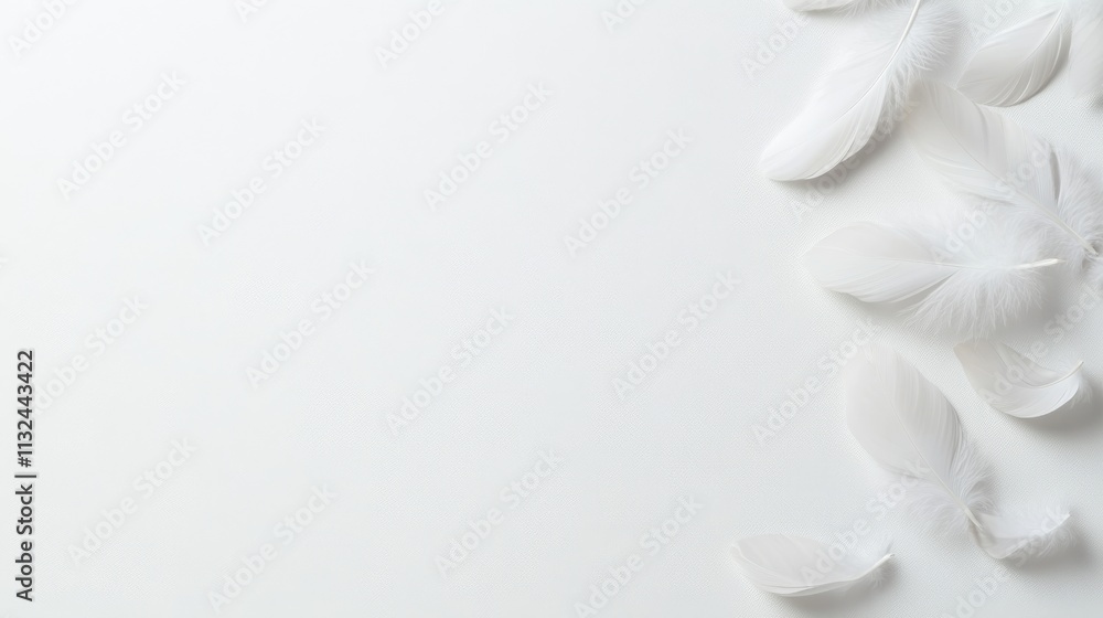 Aufkleber a cluster of delicate white feathers softly arranged creates a tranquil and pure atmosphere, showcas