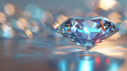 3D Render of Sparkling Blue Diamond