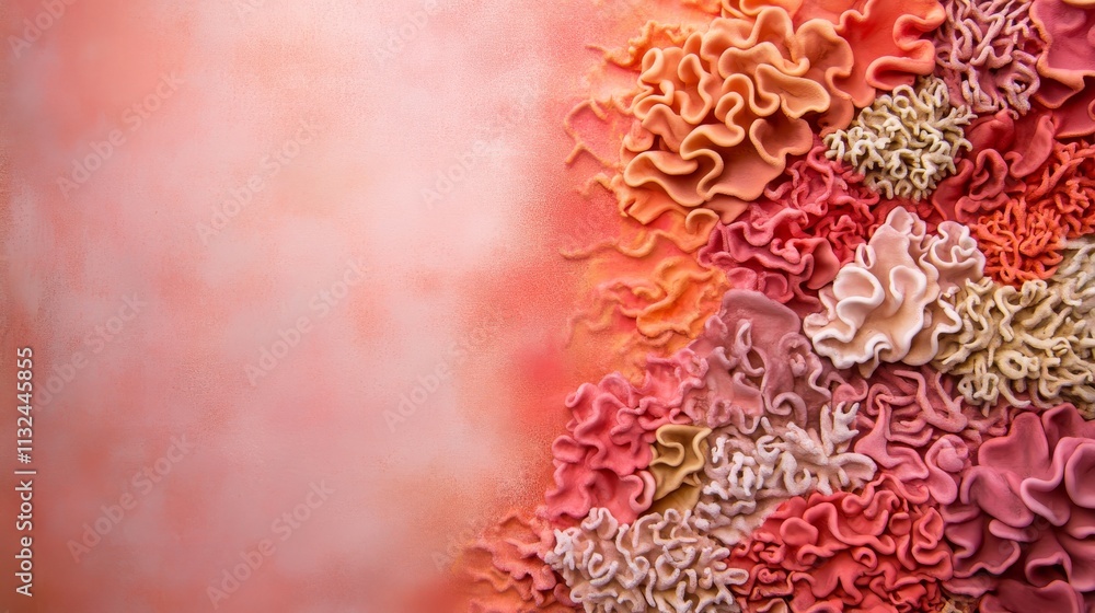 Poster Intricate coral patterns in soft tones create a bohemian aesthetic against a textured backdrop, offering a sense of elegance with ample copy space available