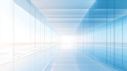 Obraz premium Modern Glass Corridor Blue White Architecture Interior