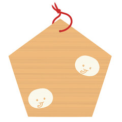 ウインクするヘビの絵馬　シンプル　イラスト
