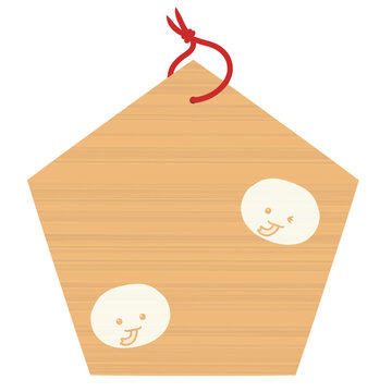 ウインクするヘビの絵馬　シンプル　イラスト
