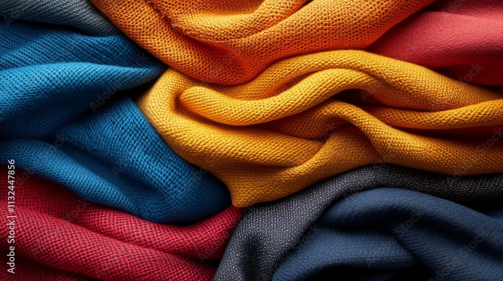 Leinwandbilder A collection of vibrant textile swatches displays an array of bold colors and unique textures, emphasizing quality craftsmanship and inviting design possibilities