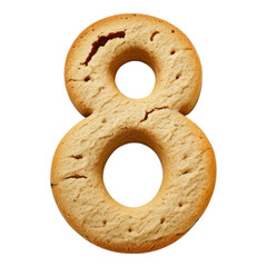 Cookie shaped like the number eight on a black background.