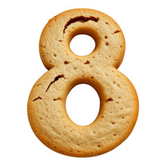 Cookie shaped like the number eight on a black background.