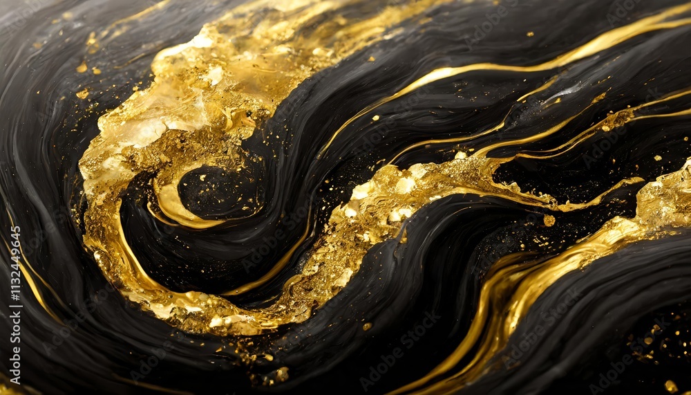 Aufkleber spectacular realistic abstract backdrop of a whirlpool of black and gold a stunning d digital art il
