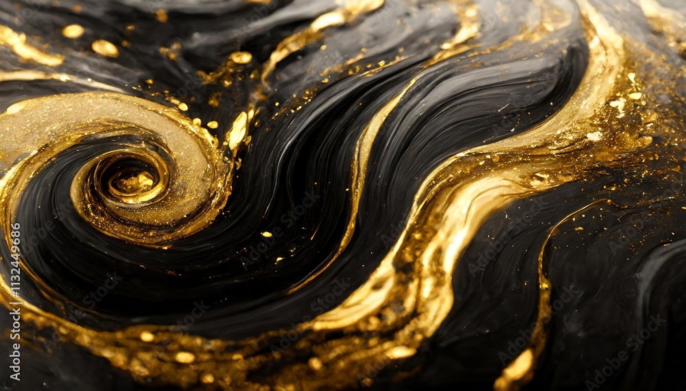 Poster spectacular realistic abstract backdrop of a whirlpool of black and gold a mesmerizing d digital art