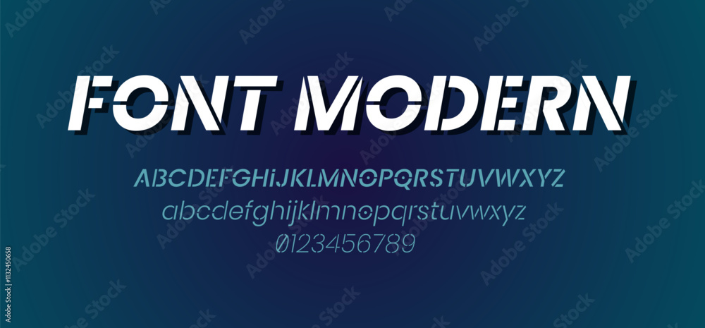 Fototapete font logo. alphabet typeset. uppercase and lowercase letters. modern typography. technological desig
