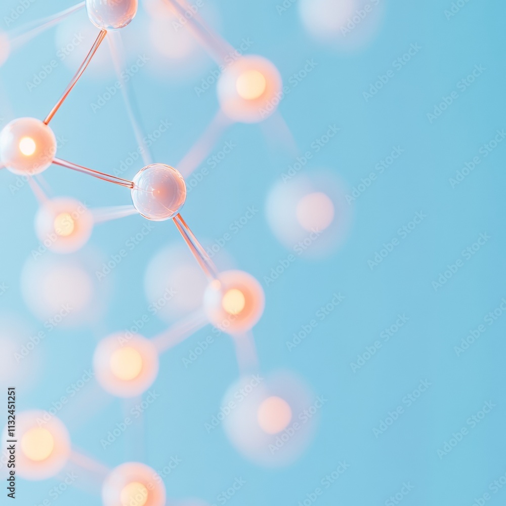 Poster illuminated molecular network with abstract energy in soft focus