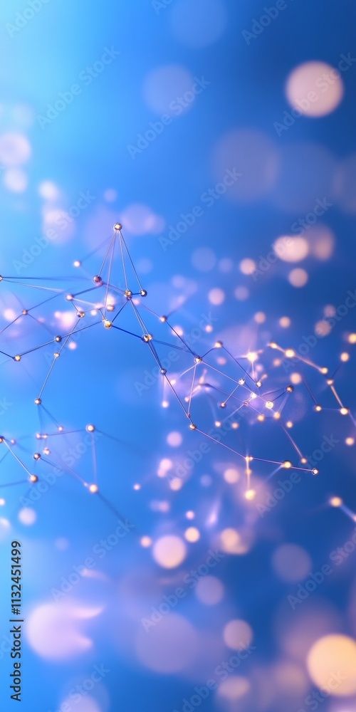 Poster Abstract Quantum Particles with Soft Gradient Background and Blurred Silhouettes