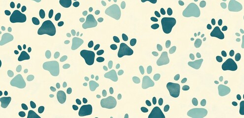Fototapeta premium A pattern of blue and white paw prints