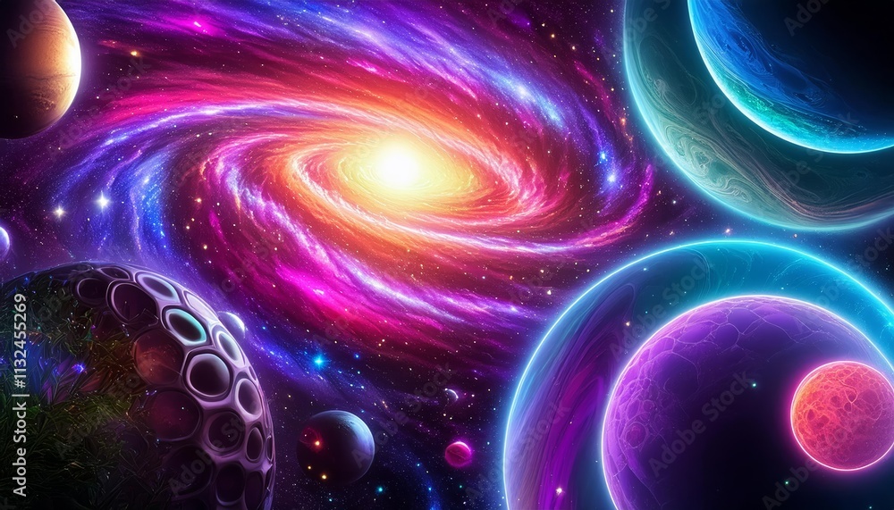 Poster stellar odyssey a psychedelic voyage through space an immersive journey of cosmic colors and mindben