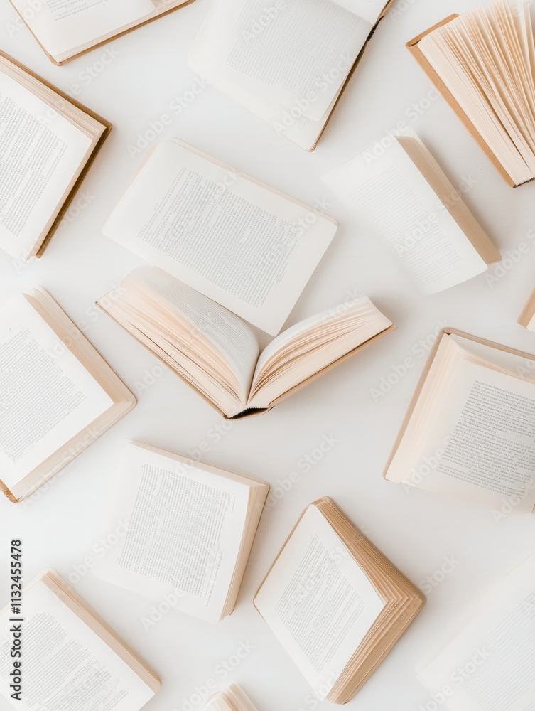 Aufkleber minimalist abstract of open books with soft light gradients