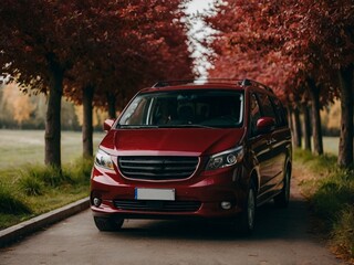 Fototapeta premium red truck on the road