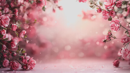 Stunning Valentine Flower Crowns with Pink Flowers for Romantic Decor, Weddings, and Wallpapers Perfect for Celebrations, Bouquets, and Crafts in Soft Lighting and Elegant Composition