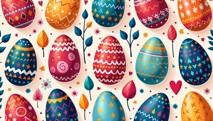 Colorful decorated Easter eggs on a light background representing spring celebration and joy