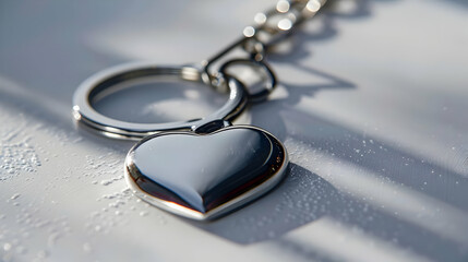 Silver Heart Keychain Closeup Photo