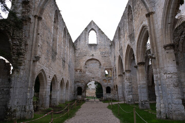 Naklejka premium Abbey ruins of Jumièges, dating from the early first millennium and located in France.