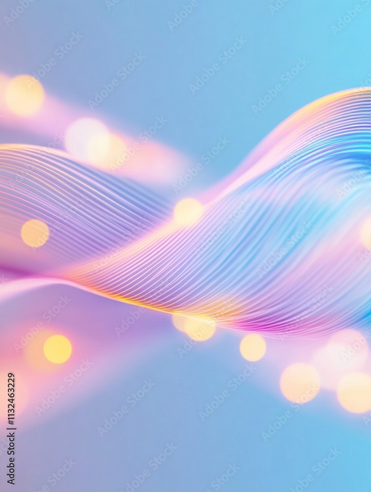 Poster abstract flow of pastel data curves in minimalist finance visualization