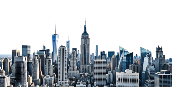 New York city skyline isolated on white background.AI GENERATED
