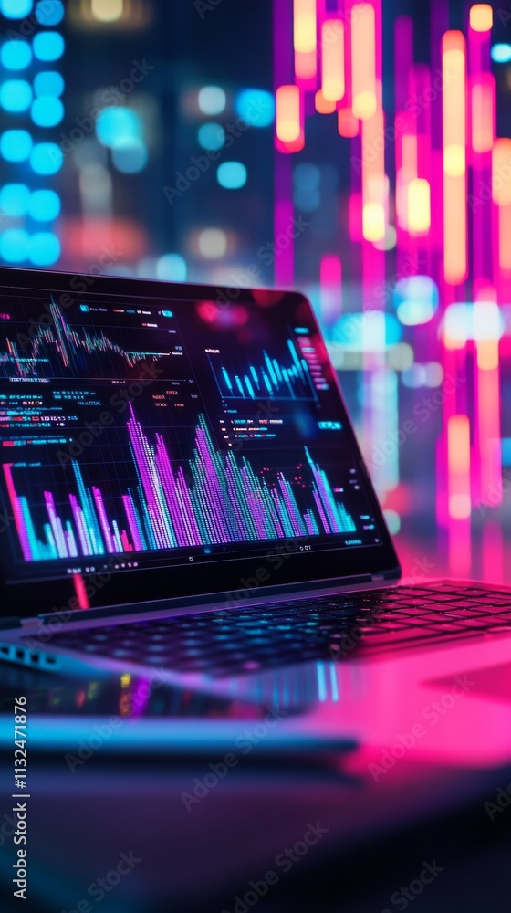 Aufkleber Bright Cryptocurrency Market Dashboard with Futuristic Holographics in a Dynamic Fintech Setting