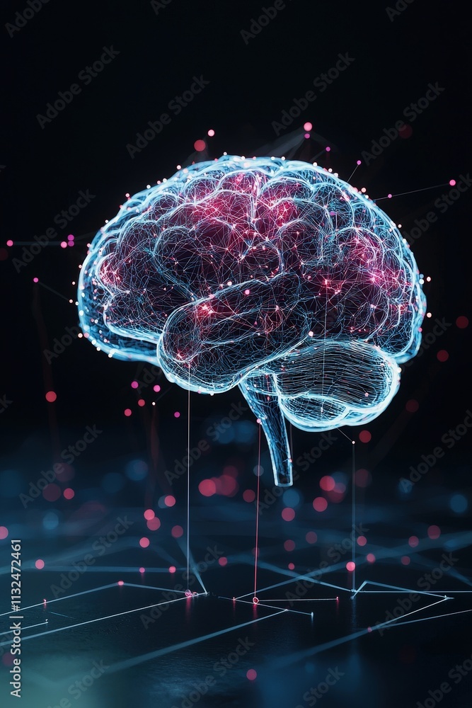 Aufkleber a vibrant holographic image of an ai network interpreting and optimizing scanned forms.