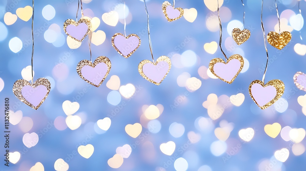 Poster a beautiful display of colorful hearts and sparkles creating a romantic atmosphere