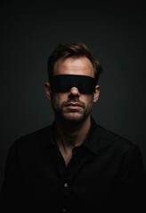 Obraz premium Blindfolded man A Study in Obscurity and Perception
