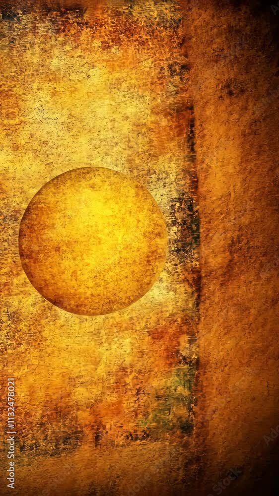 Aufkleber abstract design with textured golden circle on aged background showcasing warmth and depth in artist