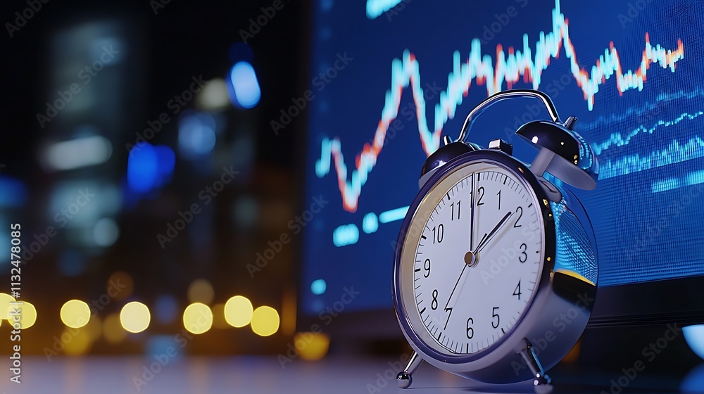Aufkleber a stylish alarm clock with digital background signifying time and progress