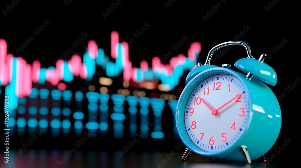 Aufkleber a stylish alarm clock with digital background signifying time and progress