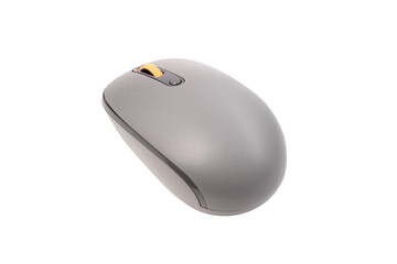 Grey wireless computer mouse isolated on a transparent background