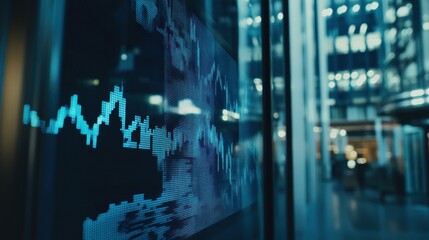 Stock Market Data Displayed on a Screen in a Modern Office Building