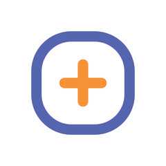 Obraz premium The image shows a pixel art style icon a plus sign inside a blue circle.