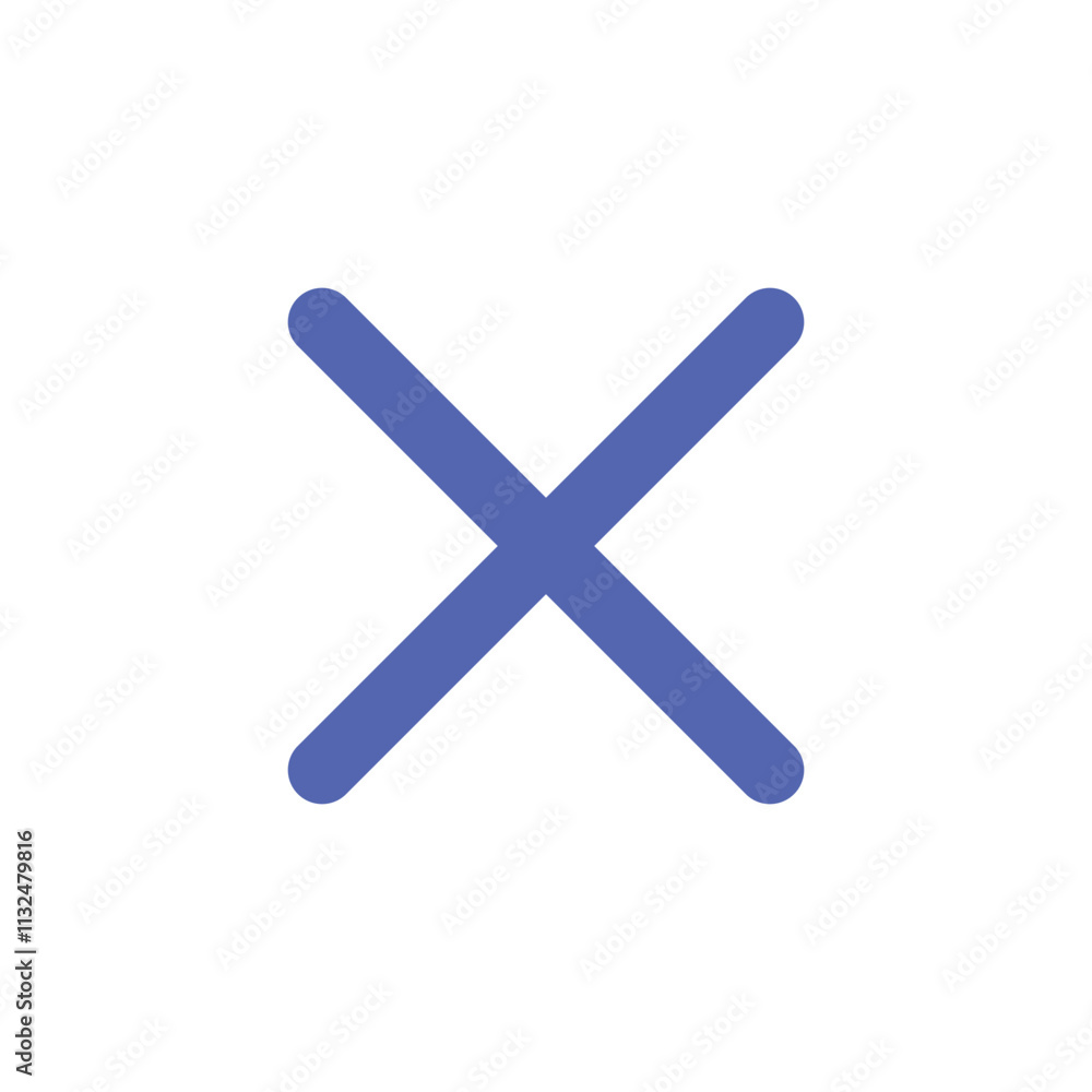 Aufkleber a digitally rendered image showing a simple blue x shaped graphic on a grey background.