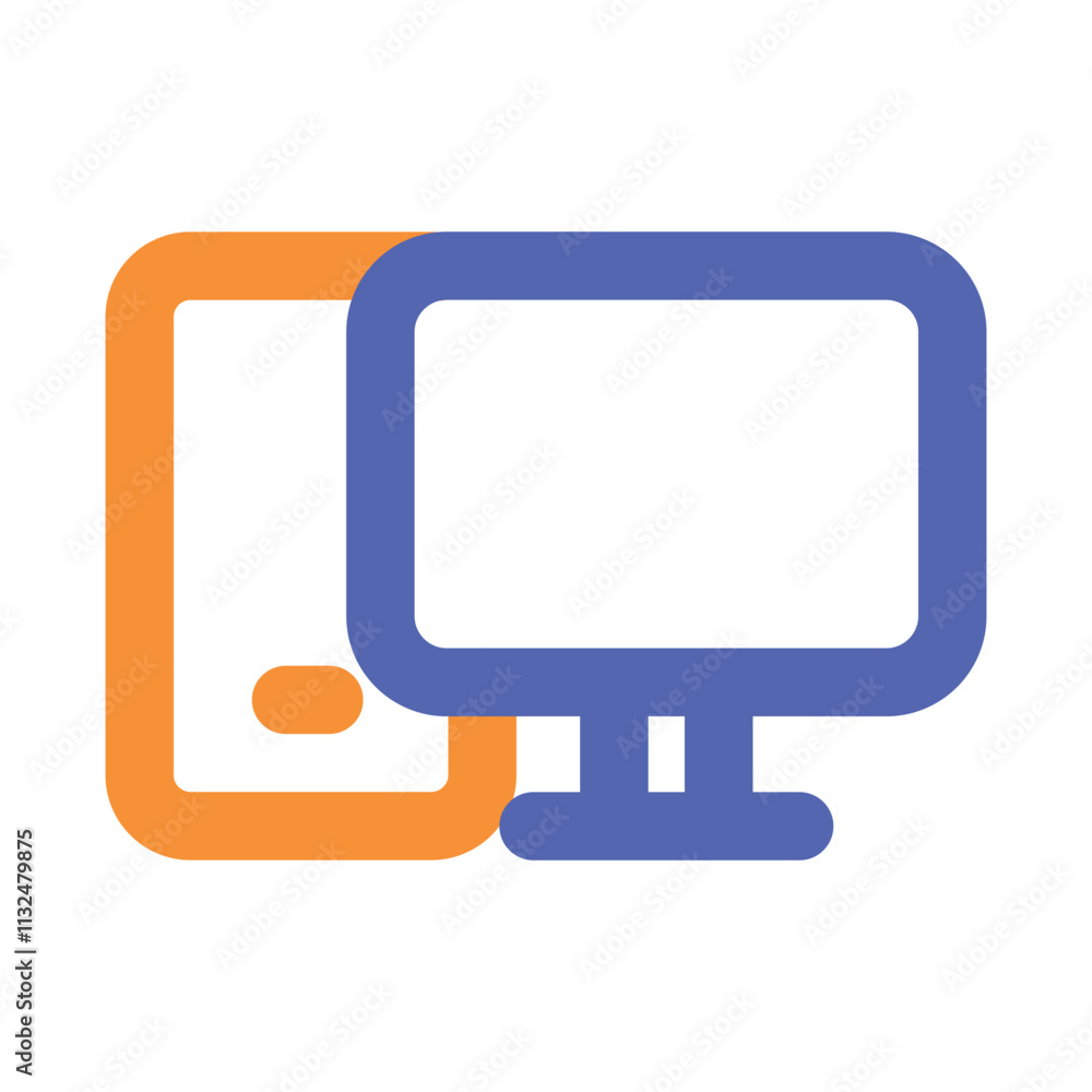 Poster a stylized icon shows two monitors representing a dual computer screen setup.