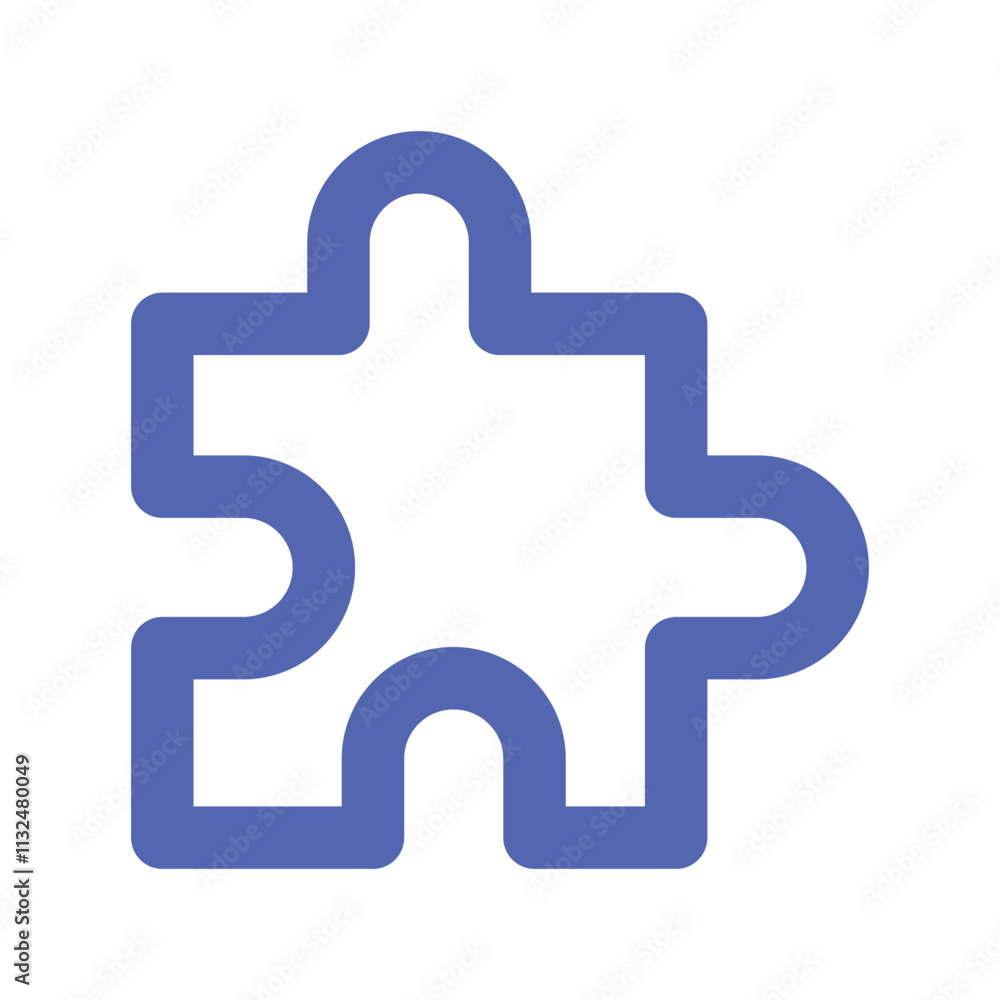 Poster a stylized abstract image depicting a blue puzzle piece with a unique irregular shape.