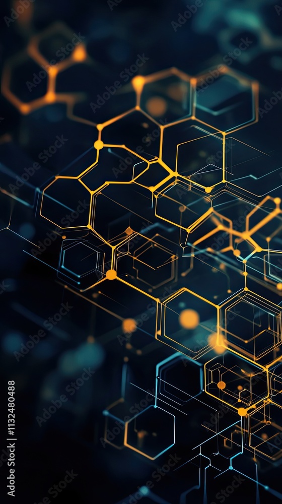 Poster abstract hexagonal network digital structure