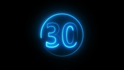 Blue Neon Countdown Timer Illustration.