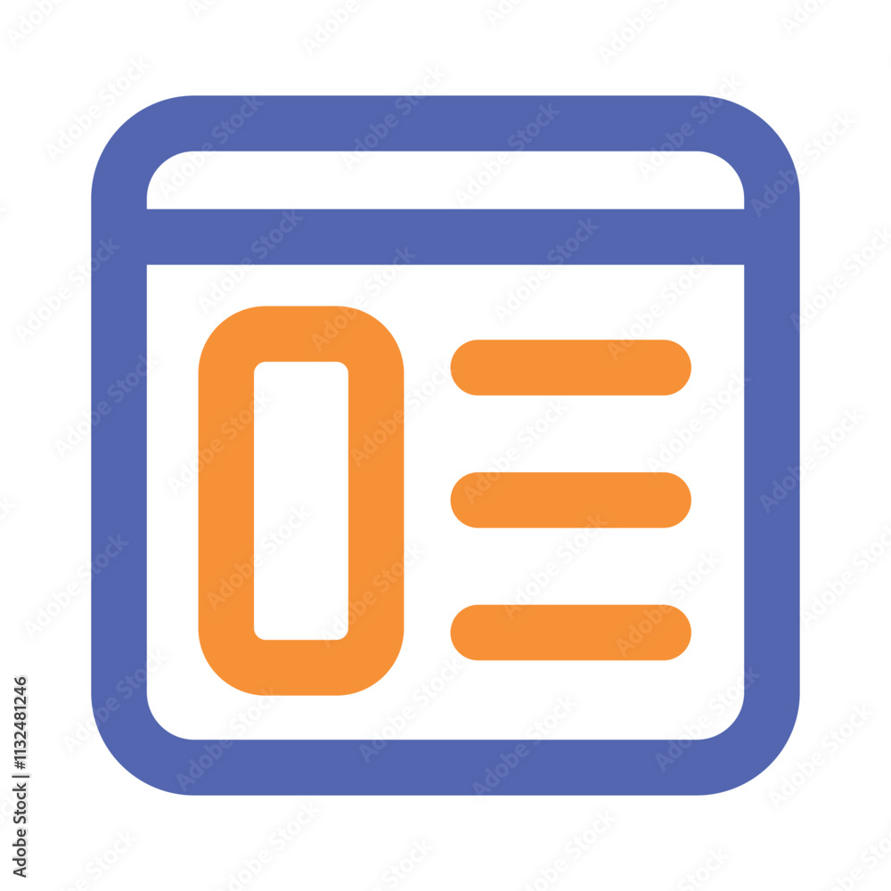 Poster a minimalist pixel art depiction of a website browser interface with an orange content area.