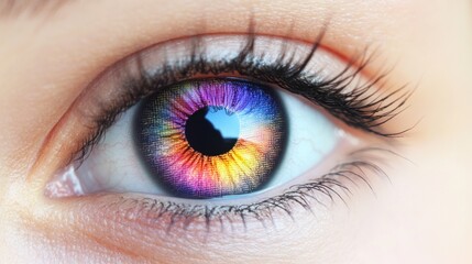 Obraz premium Vibrant Rainbow Iris: A Close-Up of a Human Eye