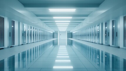 Obraz premium Futuristic Server Room: A Digital Oasis of Innovation